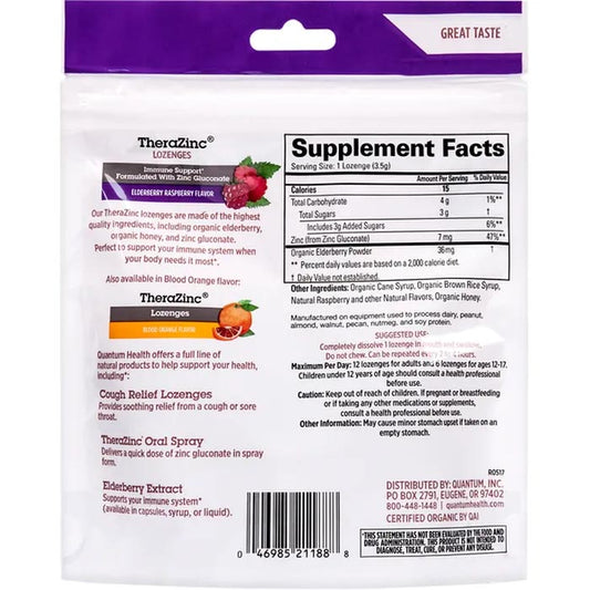 Quantum - TheraZinc Lozenges Elderberry Raspberry, 18 EA