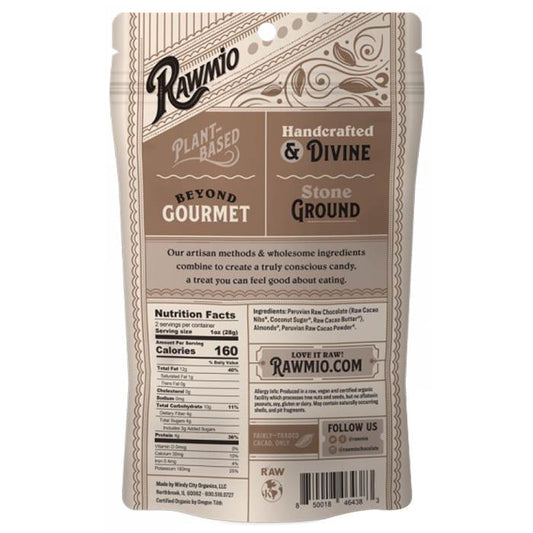 Rawmio - Chocolate Covered Almonds, 2 oz - back