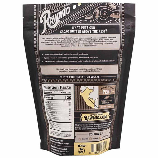 Rawmio - Raw Peruvian Cacao Butter, 16oz - back