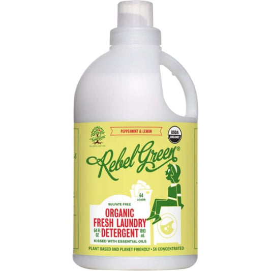 Rebel Green Detergent Laundry Peppermint Lemon 64 oz - Pack of 4