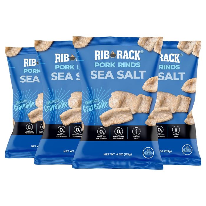 Rib Rack Pork Rinds Sea Salt 4 Oz - Pack Of 12