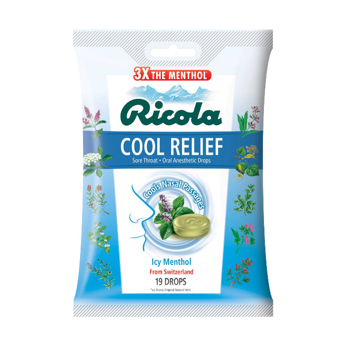 Ricola - Cool Relief Icy Menthol Drops, 19 count  Pack of 12