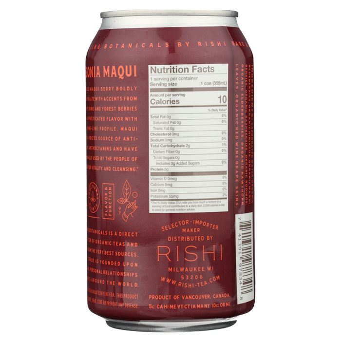 Rishi - Sparkling Water Patagonia Maqui , 12oz - back