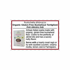 Rustichella d'Abruzzo - Organic Gluten-Free Buckwheat Tortiglioni Pasta, 8.8oz - back