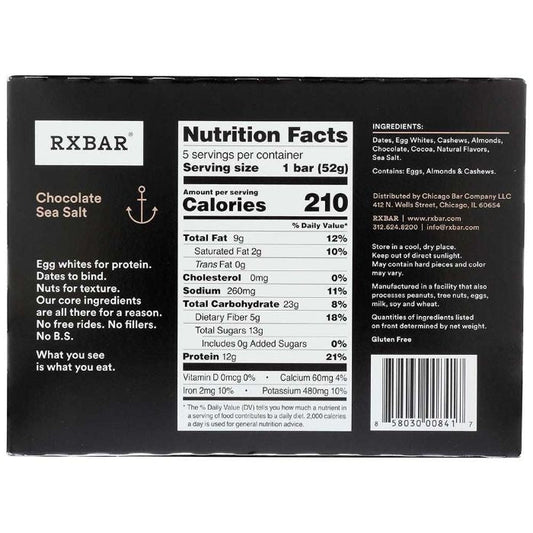 Rxbar - Chocolate Sea Salt Bar, 5 Pack | Pack of 6