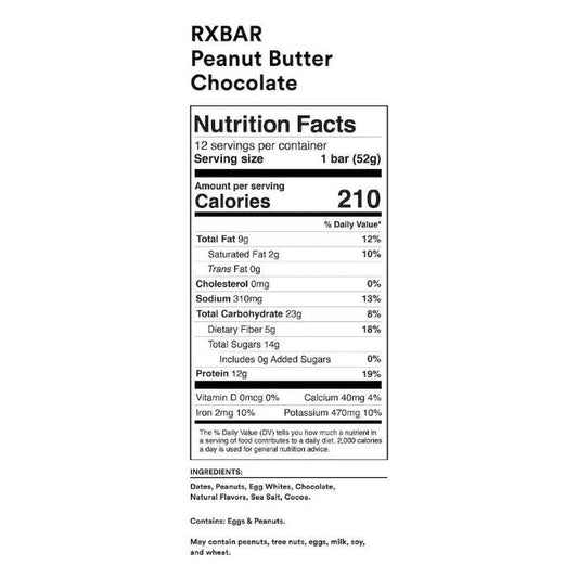 Rxbar - Peanut Butter Protein Bar, 1.8 oz | Pack of 12