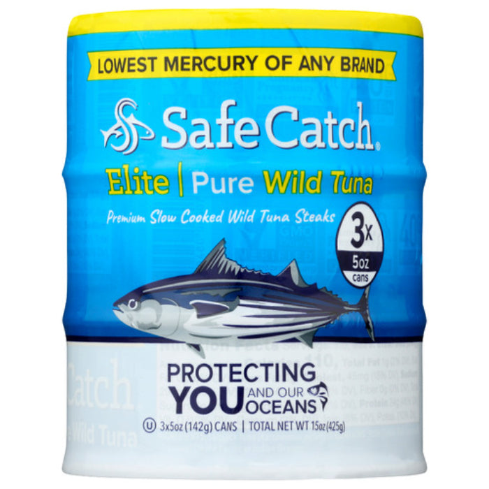 Safe Catch - Tuna Elite Pure, 3 Cans 15 Oz | Pack of 6