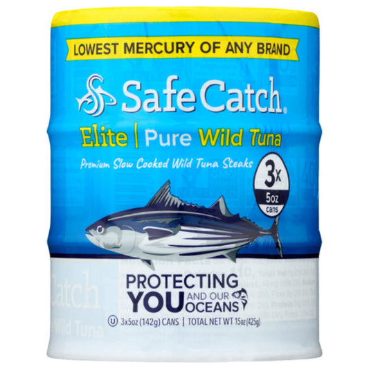 Safe Catch - Tuna Elite Pure, 3 Cans 15 Oz | Pack of 6