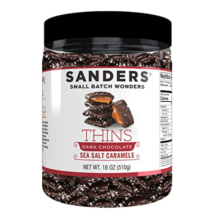 Sanders - Thins Dark Chocolate Sea Salt Caramel 18 oz - Pack of 6