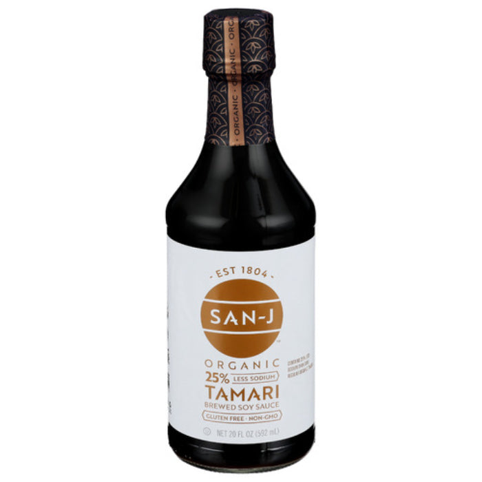 San-J Tamari Gluten-Free Soy Sauce Less Sodium Platinum Label 20 oz - Pack of 6