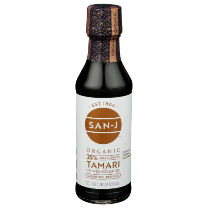 San-J Tamari Gluten-Free Soy Sauce Less Sodium Platinum Label 10 oz - Pack of 6