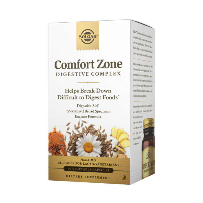 SOLGAR - Comfort Zone Digestive Complex - 11 High Activity Enzymes, (90 Vegetarian Capsules)