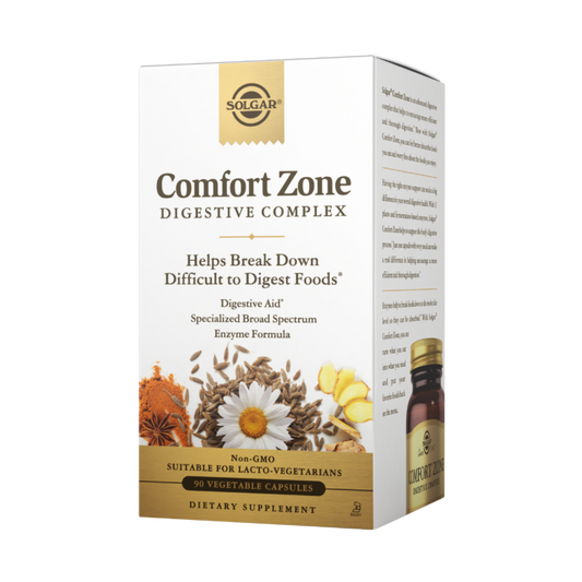 SOLGAR - Comfort Zone Digestive Complex - 11 High Activity Enzymes, (90 Vegetarian Capsules)