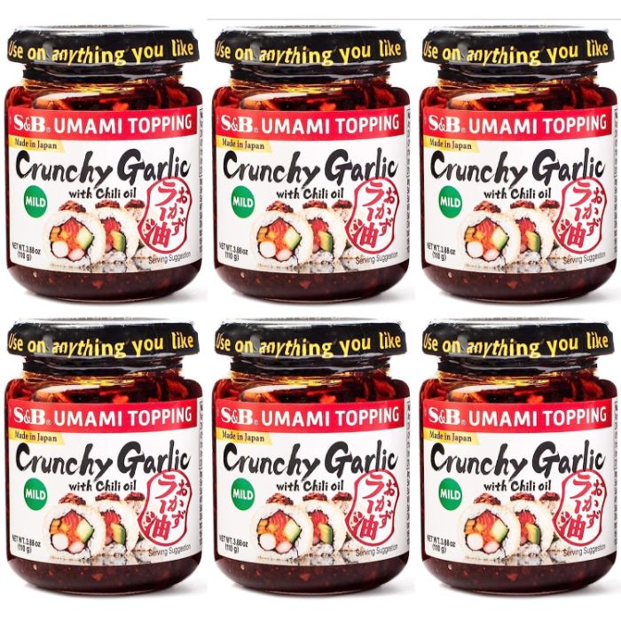 S & B - Dressing Garlic Crunch Chili Oil, 3.9 oz | Pack of 6