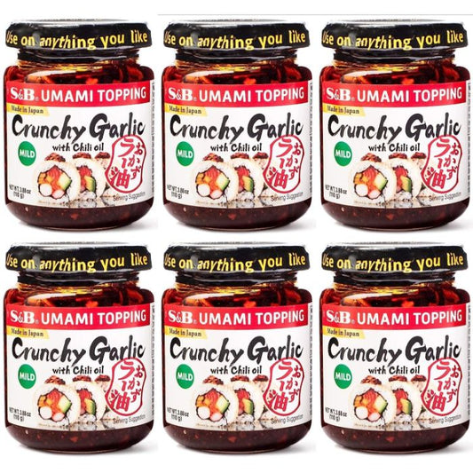 S & B - Dressing Garlic Crunch Chili Oil, 3.9 oz | Pack of 6