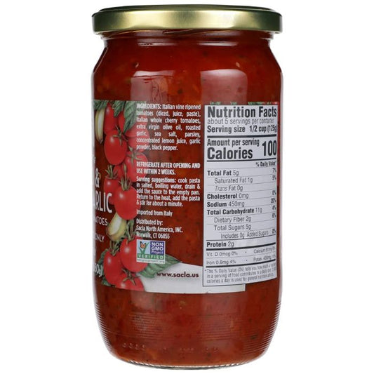 Sacla - Tomatoes Cherry Roasted Garlic, 24 Oz | Pack of 6