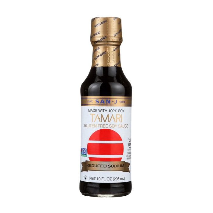 San-J - Gluten-Free Soy Sauce Reduced Sodium, 10 fl oz - front