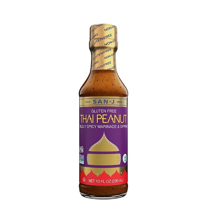 San-J - Mildly Spicy Thai Peanut Sauce, 10fl oz - front