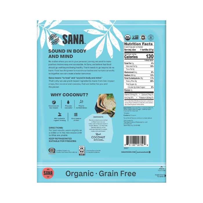 Sana - Large Tortilla Wraps - back