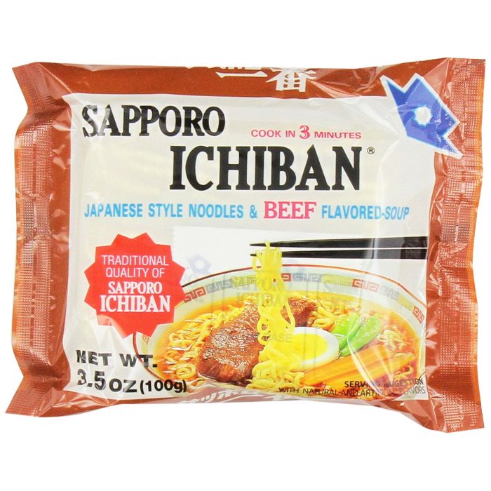 Sapporo - Noodle Ichiban Beef Flavor 3.5 Oz - Pack Of 24