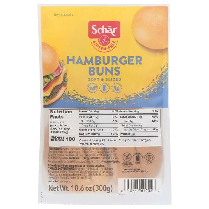 Schar - Gluten-Free Hamburger Buns, 10.6oz - front