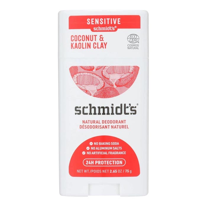 Schmidt's - Coconut + Kaolin Clay Aluminum-Free Natural Sensitive Skin Deodorant Stick, 2.65 Oz