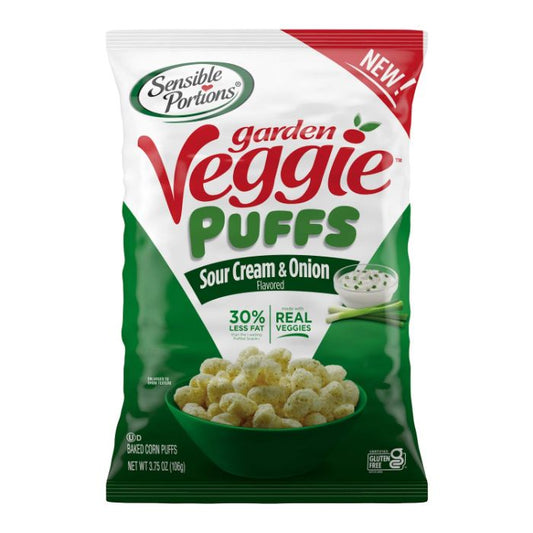 Sensible Portions - Puffs Garden Veggie Sour Cream & Onion, 3.75 oz | Pack of 6