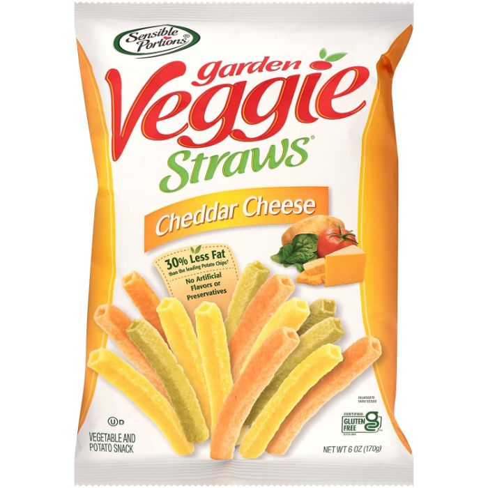 Sensible Portions - Straw Veggie Cheddar Cheese, 6 oz | Pack Of 12