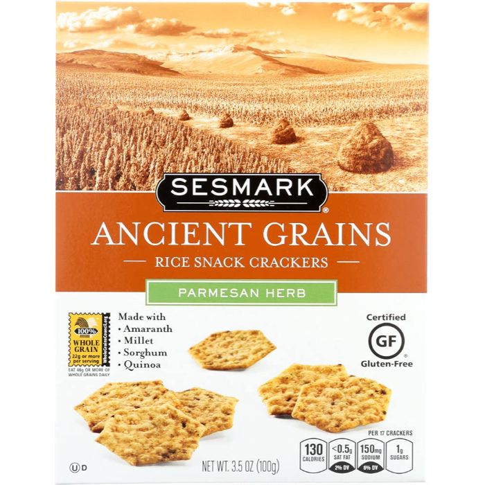 Sesmark - Cracker Ancient Grains Parmesan Herb, 3.5 oz | Pack of 6