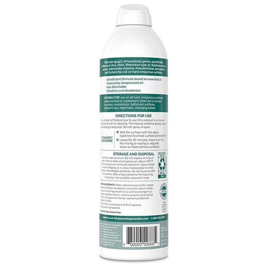 Seventh Generation - Disinfectant Spray - Eucalyptus, Spearment & Thyme, 14 fl oz - back