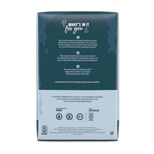 Seventh Generation - Maxi Pads, Chlorine-Free - Overnight, With Wings - 14 Pack - back