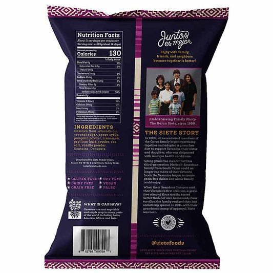 Siete - Grain-Free Cinnamon Chips Churro Strips, 5oz - back