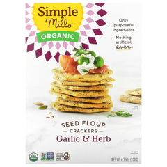 Simple Mills, Organic Seed Flour Crackers, Garlic & Herb, 4.25 oz 
 | Pack of 6 - PlantX US