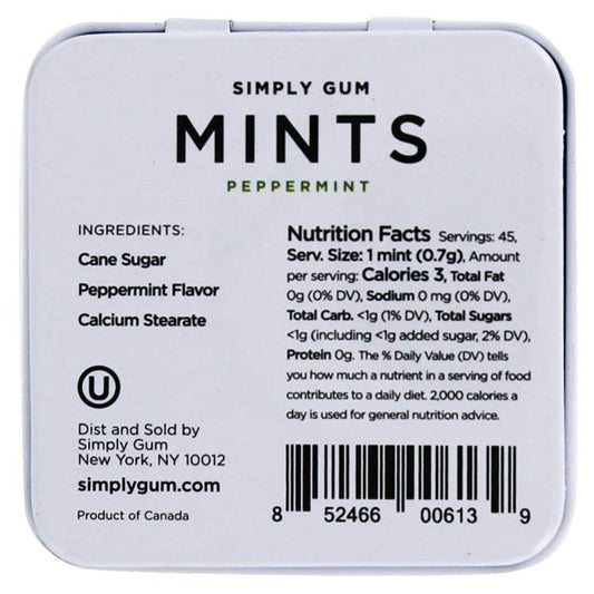 Simply Gum - Simply Mints Peppermint - back