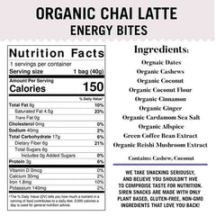 Siren - Chai Latte Organic Energy Bites, 1.4oz - back