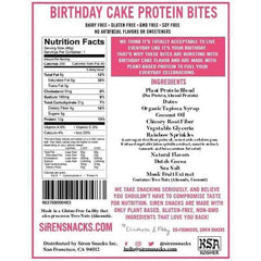 Siren - Birthday Cake Protein Bites , 1.7oz - back