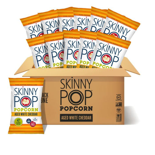 Skinny Pop Popcorn Aged Wht Cheddar 4.4 Oz - Pack Of 12