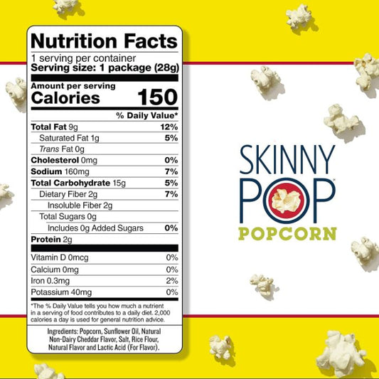 Skinny Pop Popcorn Snack Size 1 Oz - Pack Of 12