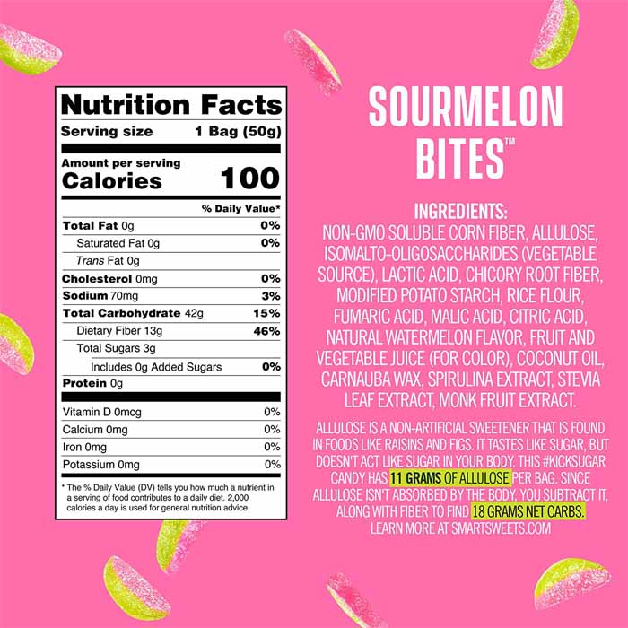 Smart Sweets - Sourmelon Bites, 1.8oz - back