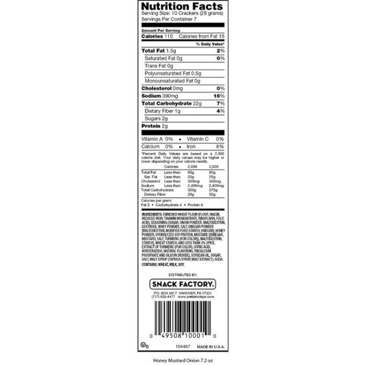 Snack Factory Pretzel Crisp Hny Mstrd&O 7.2 Oz - Pack Of 12