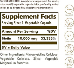 Solgar - Biotin 10000 Mcg,120 Vegetable Capsules