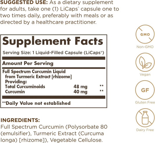 Solgar - Full Spectrum Curcumin Liquid Extract, 60 Softgels