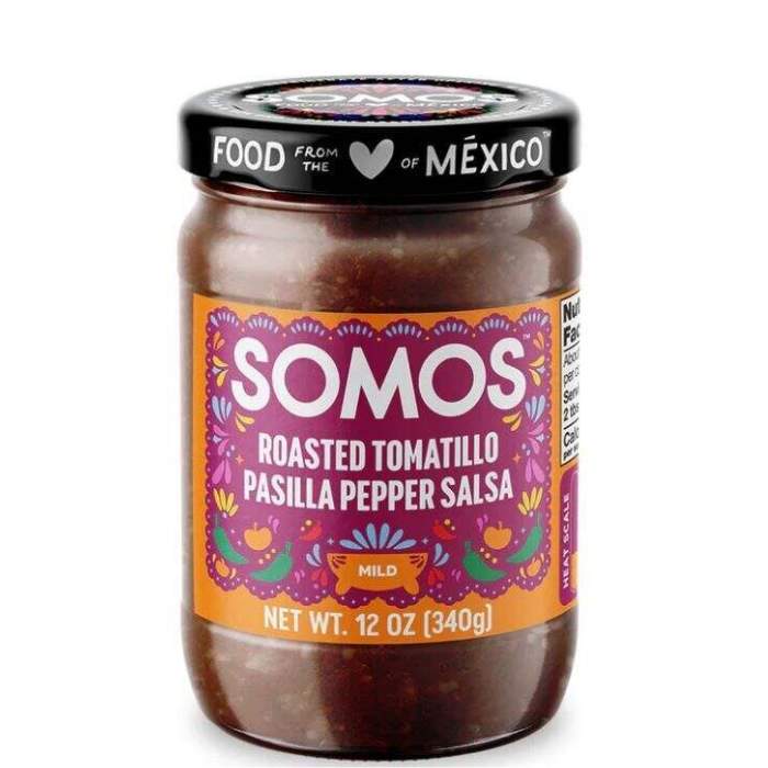 Somos - Mexican Roasted Tomatillo Pasilla Pepper (Mild) Salsas, 12oz - front