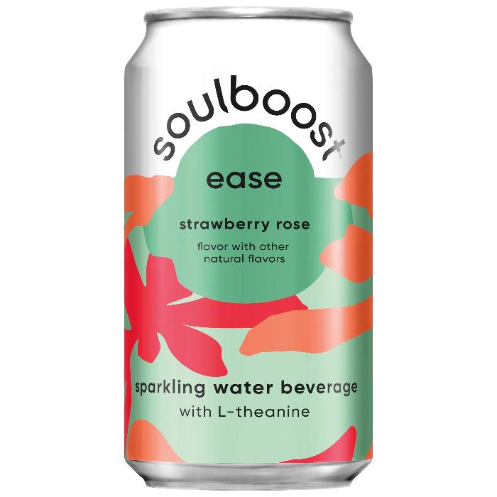 Soulboost - Ease, Strawberry Rose Flavor, Sparkling Water  Pack of 24