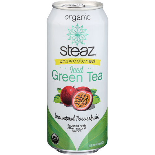 Steaz Organic Unsweetened Iced Green Tea, Passionfruit, 16 oz
 | Pack of 12 - PlantX US