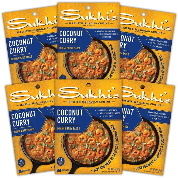 Sukhis Sauce Curry Coconut 3 Oz - Pack Of 6