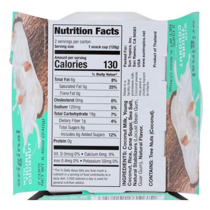 Sun Tropics - Coconut Milk Rice Pudding, Original - back