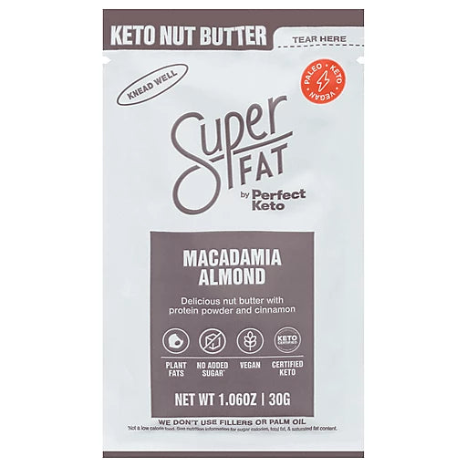 SuperFat - Keto Nut Butter, Macadamia Almond, 1.06 oz (30 g) | Pack of 10