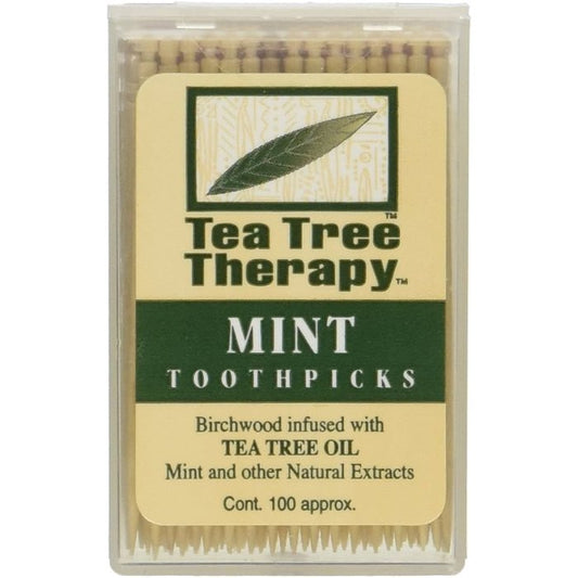 Tea Tree Therapy Toothpick Ttree And Mint 100 Pc - Pack Of 12