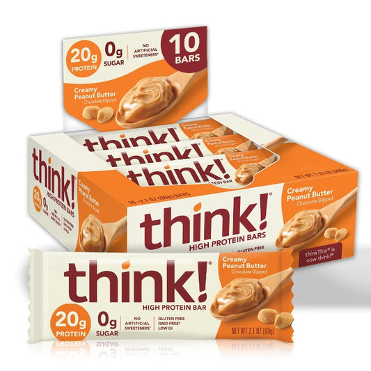 THINK! - Protein Bar Creamy Peanut Butter 2.1OZ ( Pack of 10)